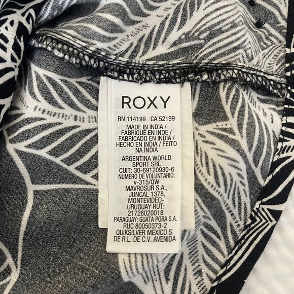 Roxy Women's Black White Tropical Print Blouse Crochet Lace Tank Top Size M - Picture 6 of 7